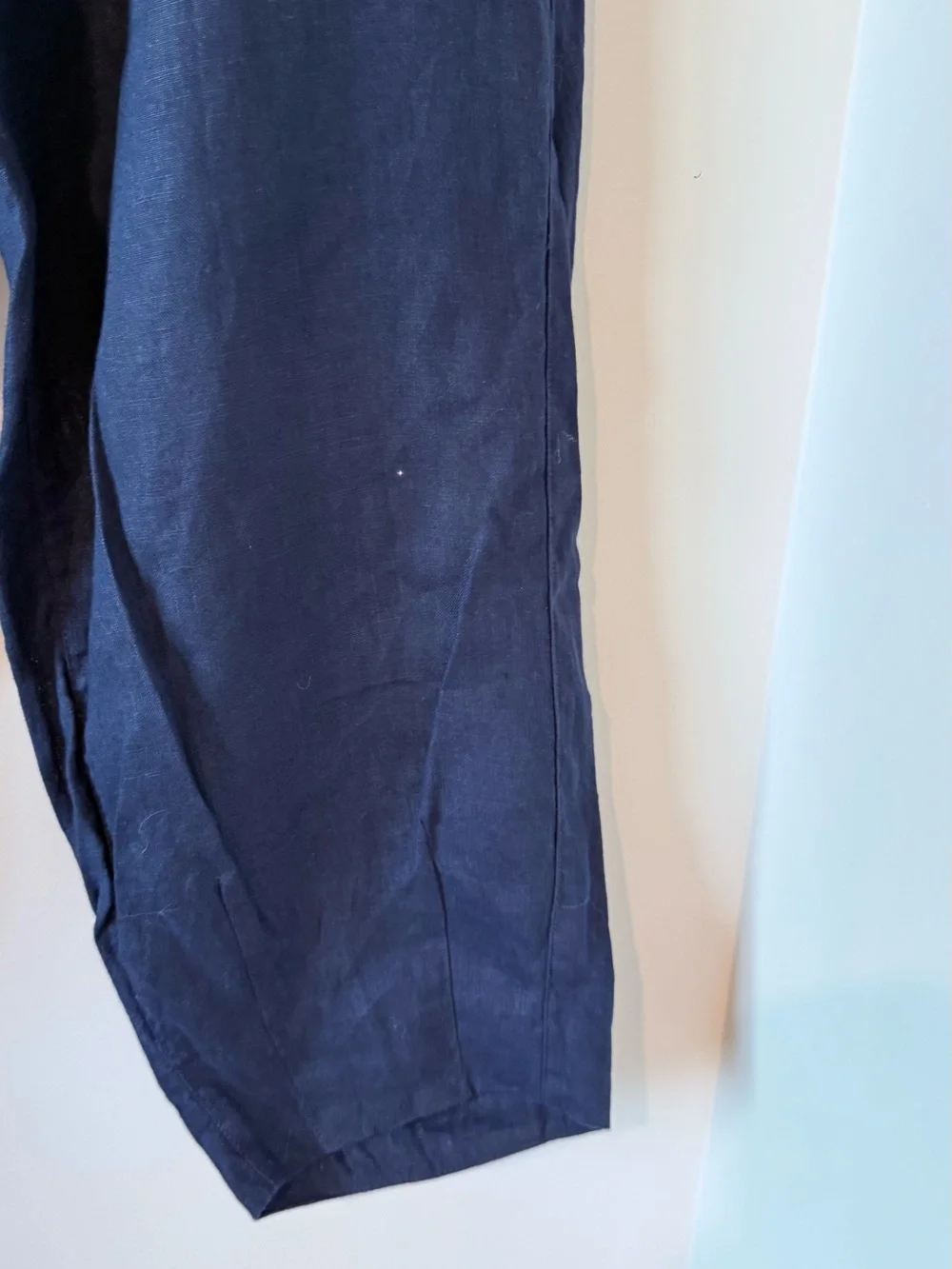 Nicole Miler New York Linen Pants Women M Vacation Travel Summer Beach Navy Blue